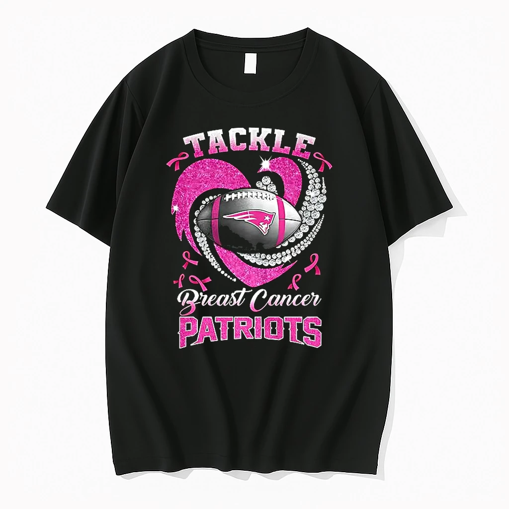 New England Patriots Tackle Greast Cancer Pink Ribbon Diamond Heart Shirts