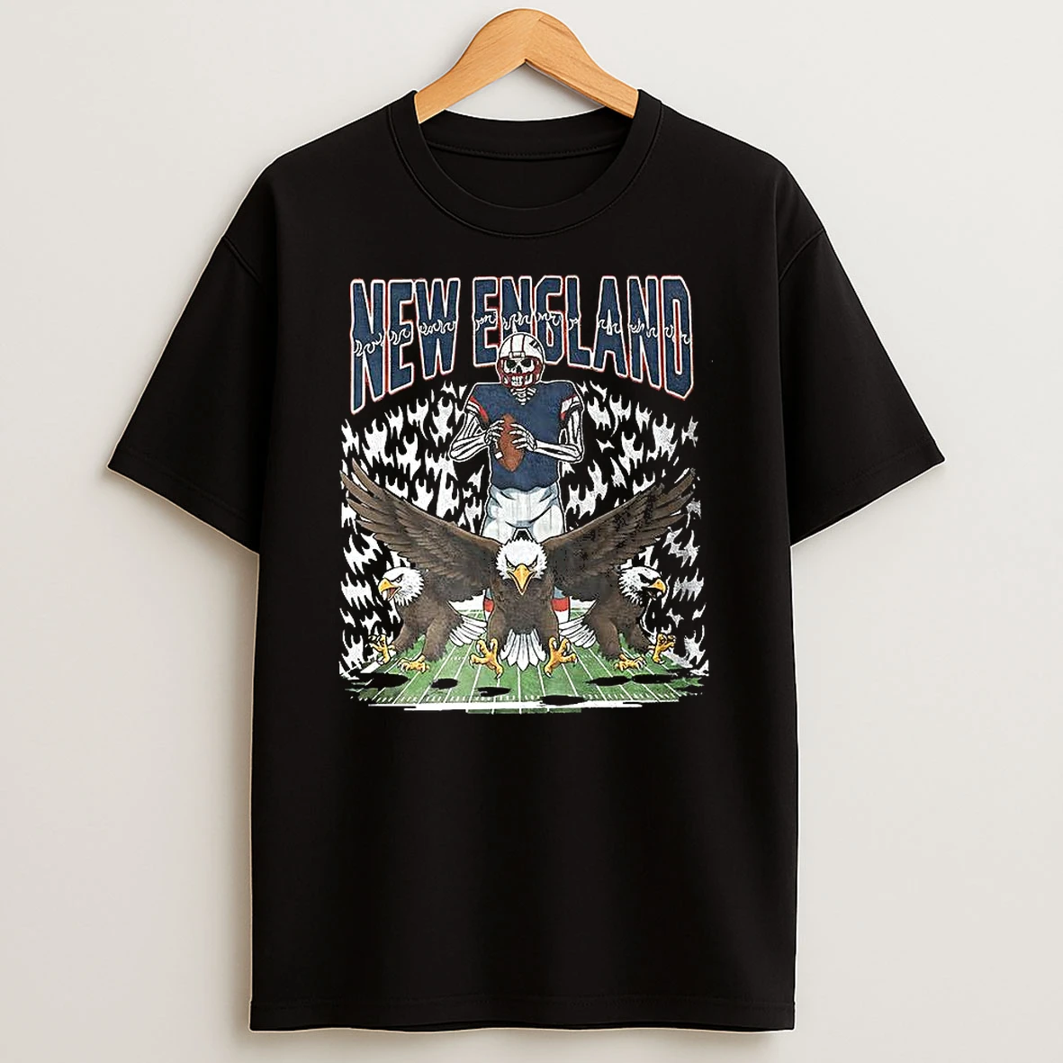 New England Patriots Football Skeleton Eagles Retro Shirts