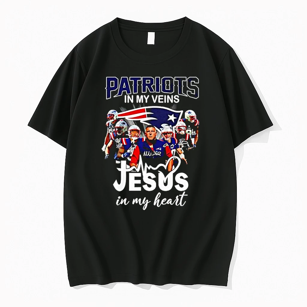 New England Patriots In My Veins Jesus In My Heart Players Graphic Shirts