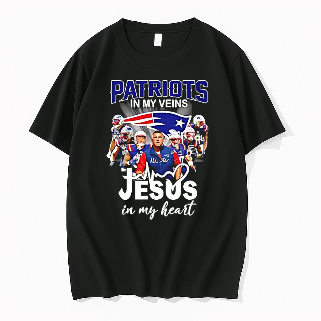 New England Patriots In My Veins Jesus In My Heart Signatures Shirts
