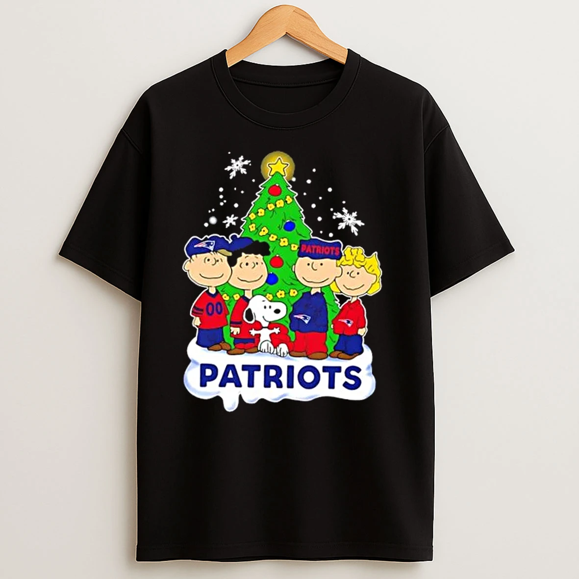 New England Patriots X Peanuts Snoopy And Friends Christmas Tree T Shirts