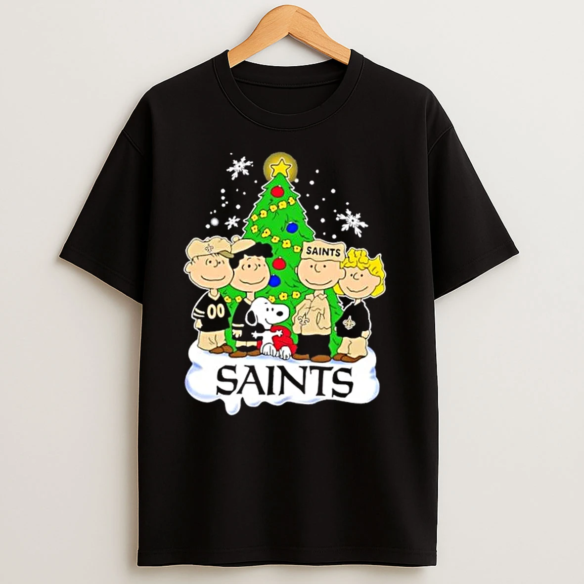 New Orleans Saints X Peanuts Snoopy And Friends Christmas Tree T Shirts