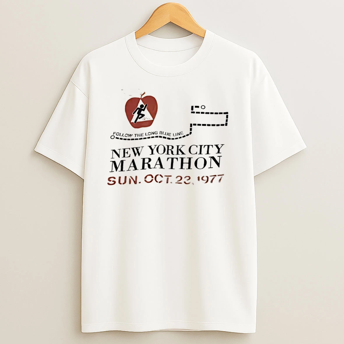 New York City Marathon Follow The Long Blue Line T Shirts