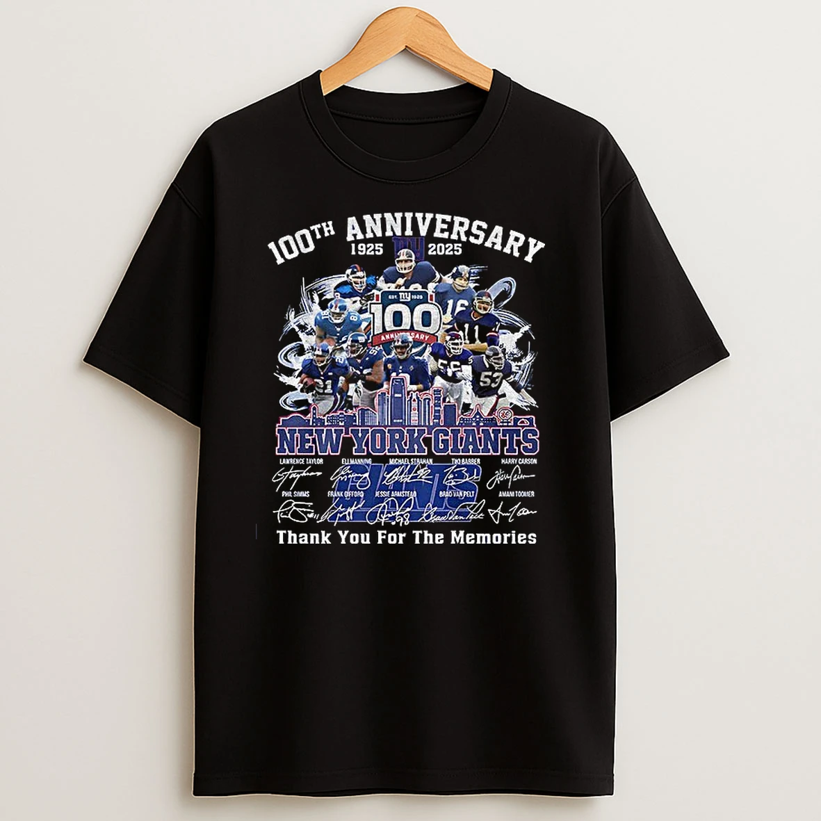 New York Giants 100th Anniversary 1925 2025 Our Way Thank You For The Memories Signatures T Shirts