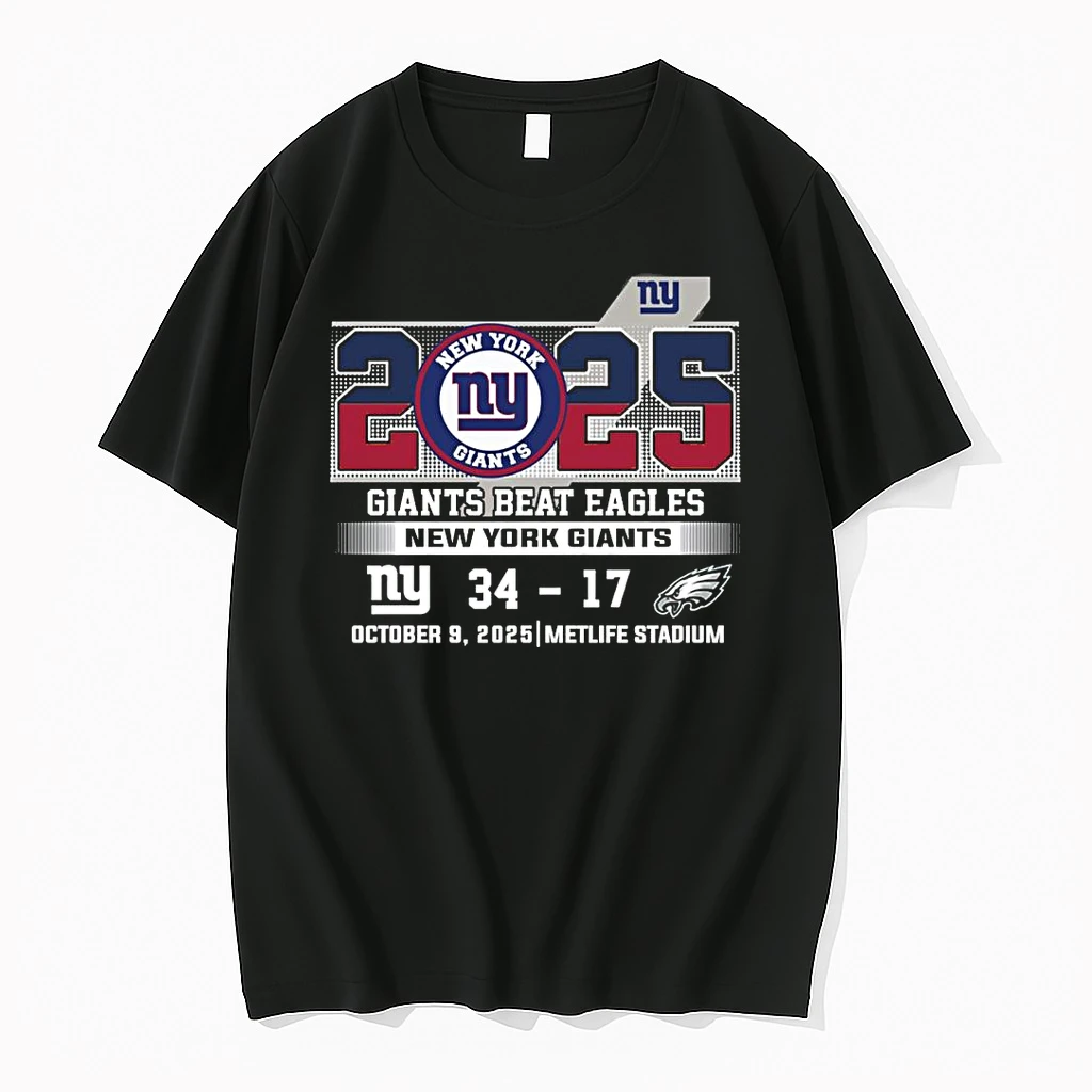 New York Giants 2025 Giants Beat Eagles 34 17 Score Shirts