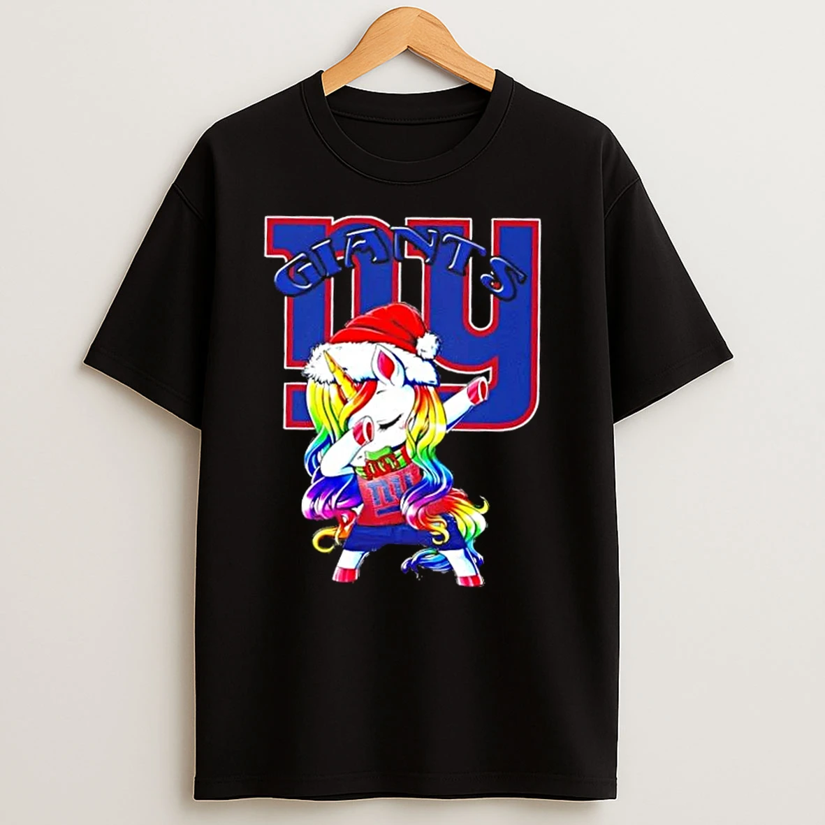 New York Giants X Unicorn Santa Hat Dabbing Merry Christmas T Shirts