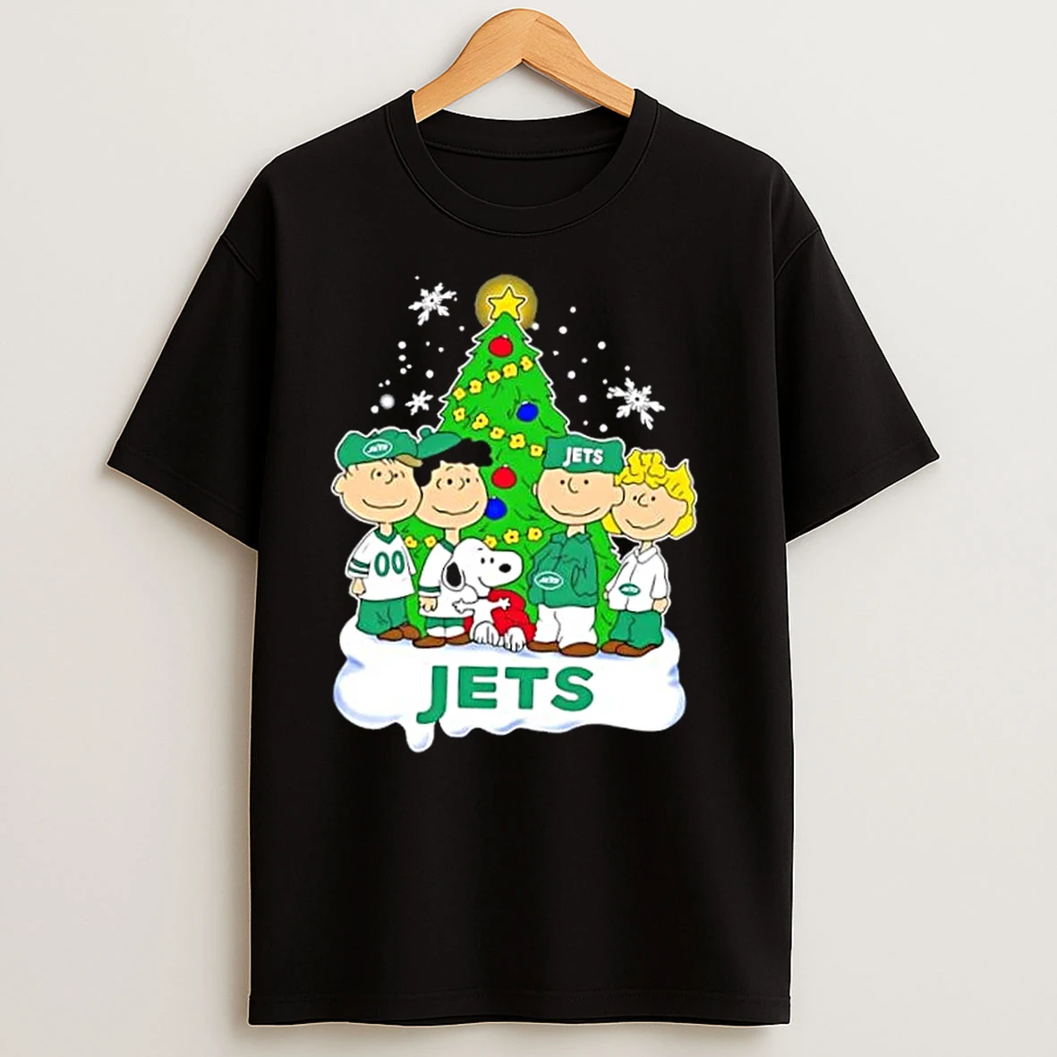 New York Jets X Peanuts Snoopy And Friends Christmas Tree T Shirts