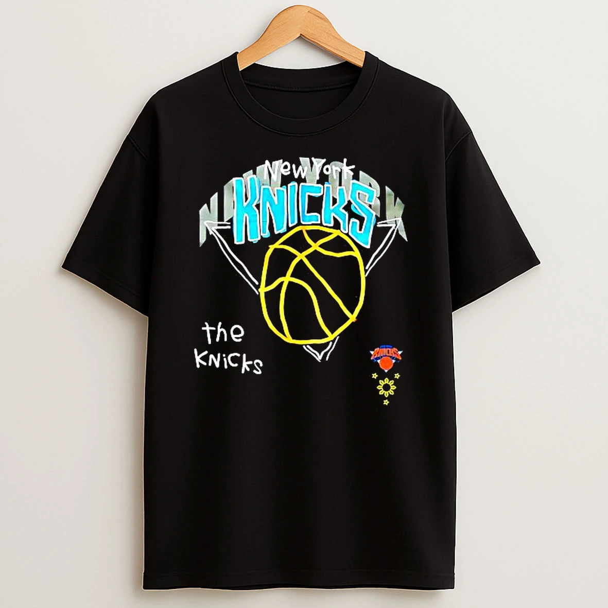 New York Knicks Nba Sketched Basketball Graphic Shirts