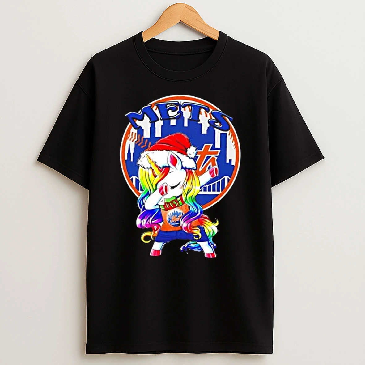 New York Mets X Unicorn Santa Hat Dabbing Merry Christmas Shirts