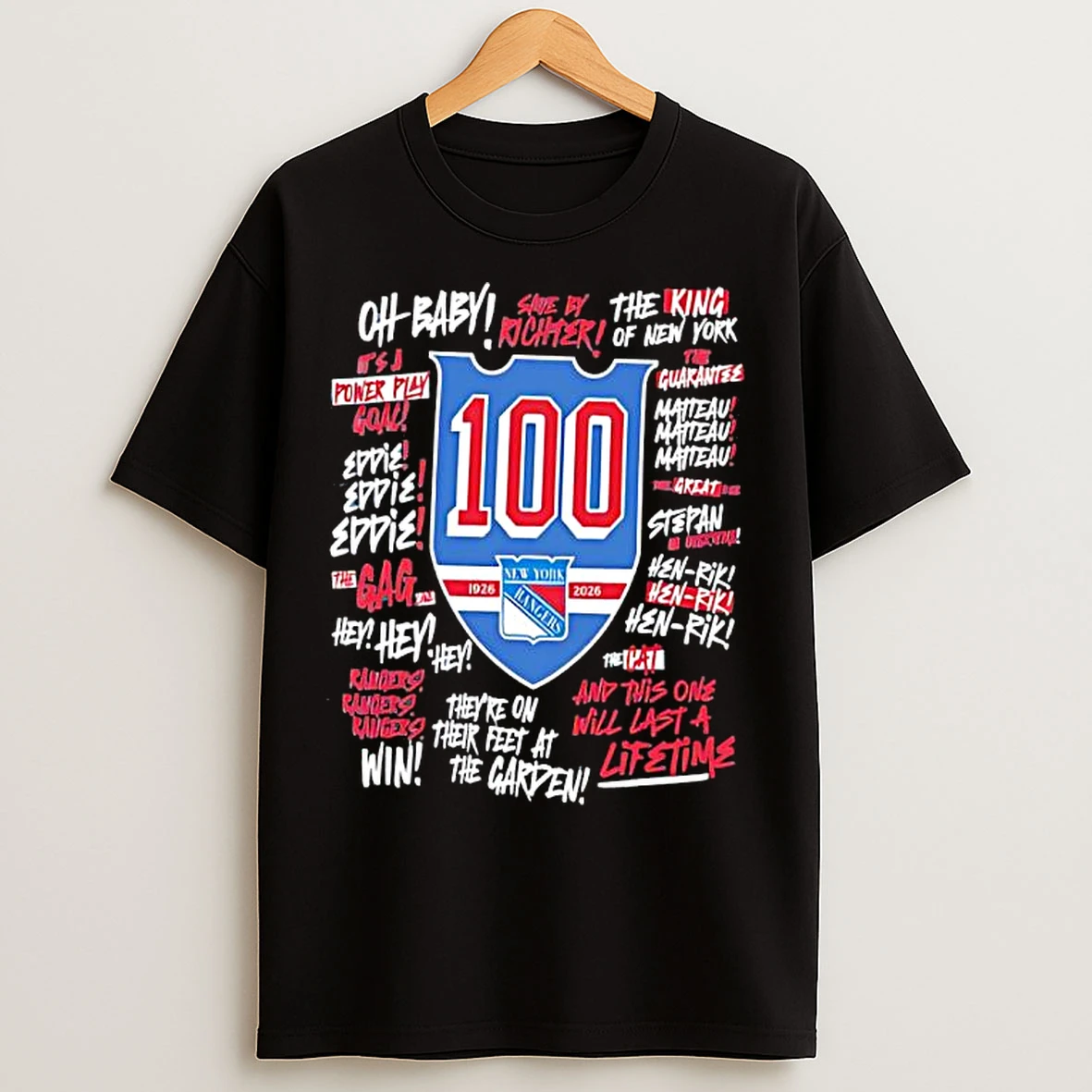 New York Rangers Youth We Bleed Blue Centennial 100 Years Graphic T Shirts