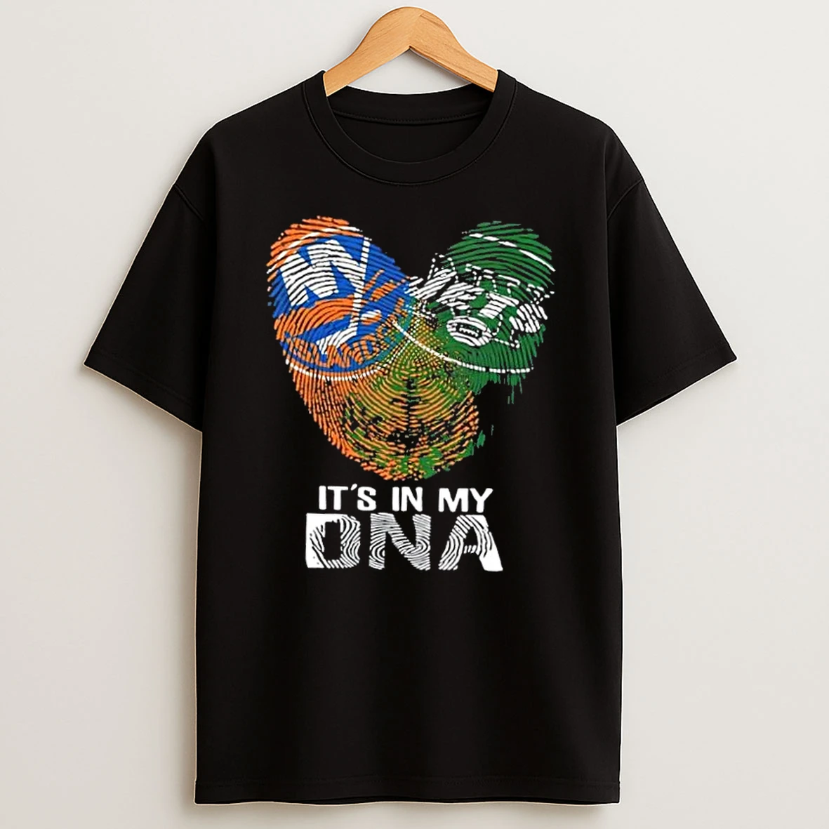 New York City Sports Islanders X Jets Its In My Dna Fingerprint Heart Shirts