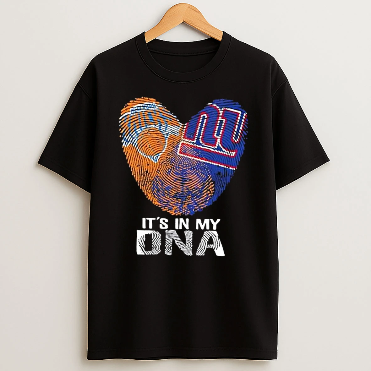 New York City Sports Kicks X Giants Its In My Dna Fingerprint Heart Shirts
