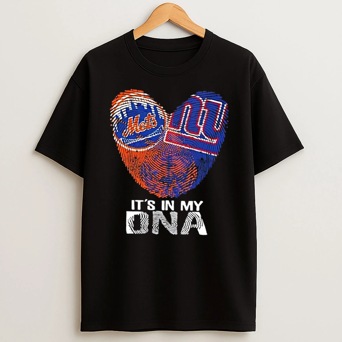 New York City Sports Mets X Giants Its In My Dna Fingerprint Heart Shirts