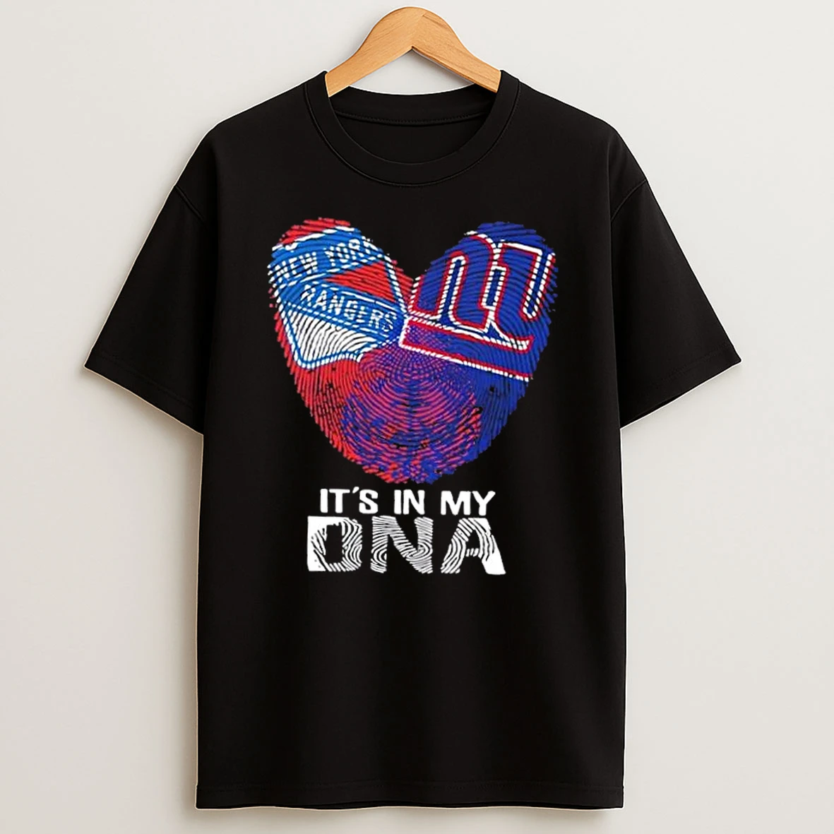 New York City Sports Rangers X Giants Its In My Dna Fingerprint Heart Shirts