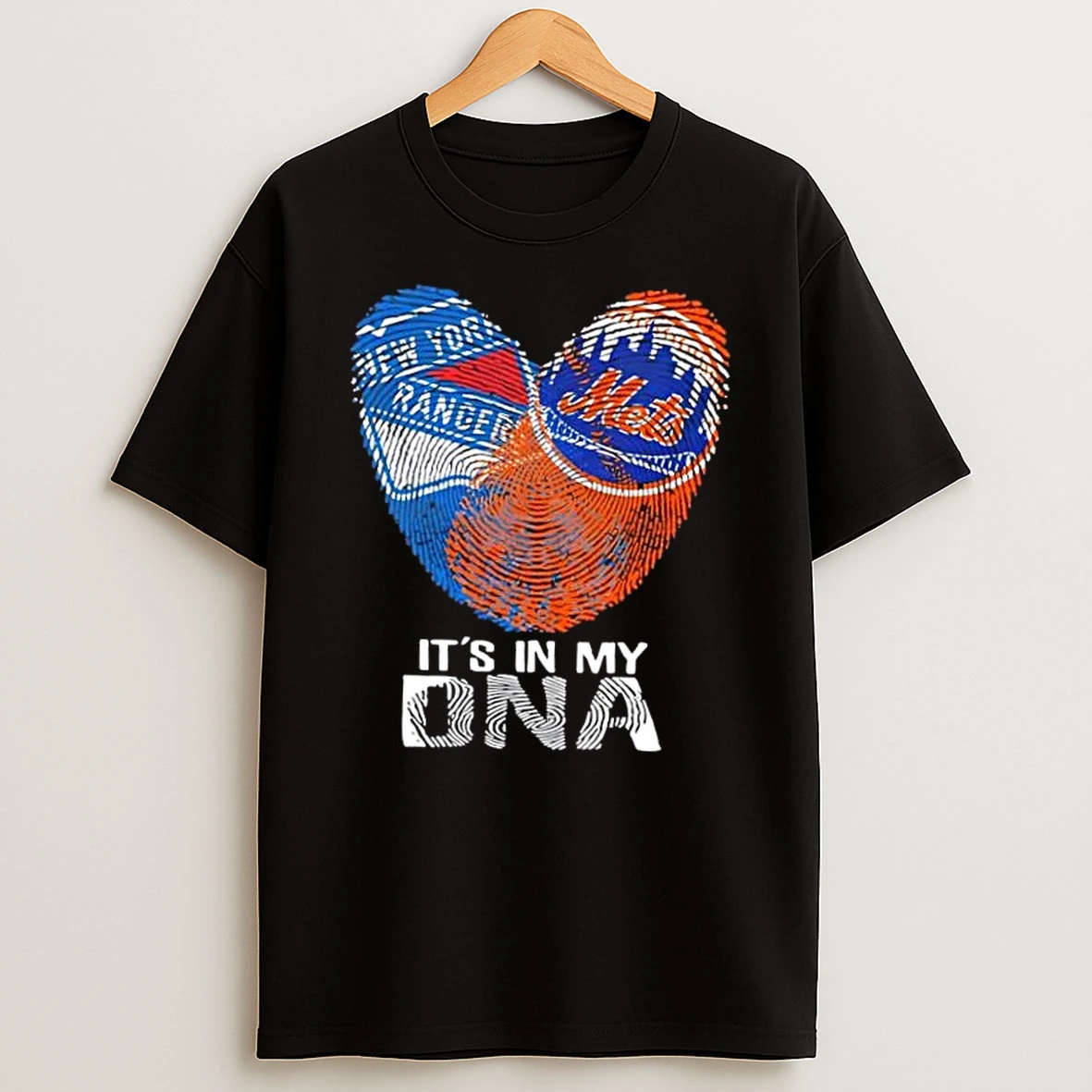 New York City Sports Rangers X Mets Its In My Dna Fingerprint Heart Shirts