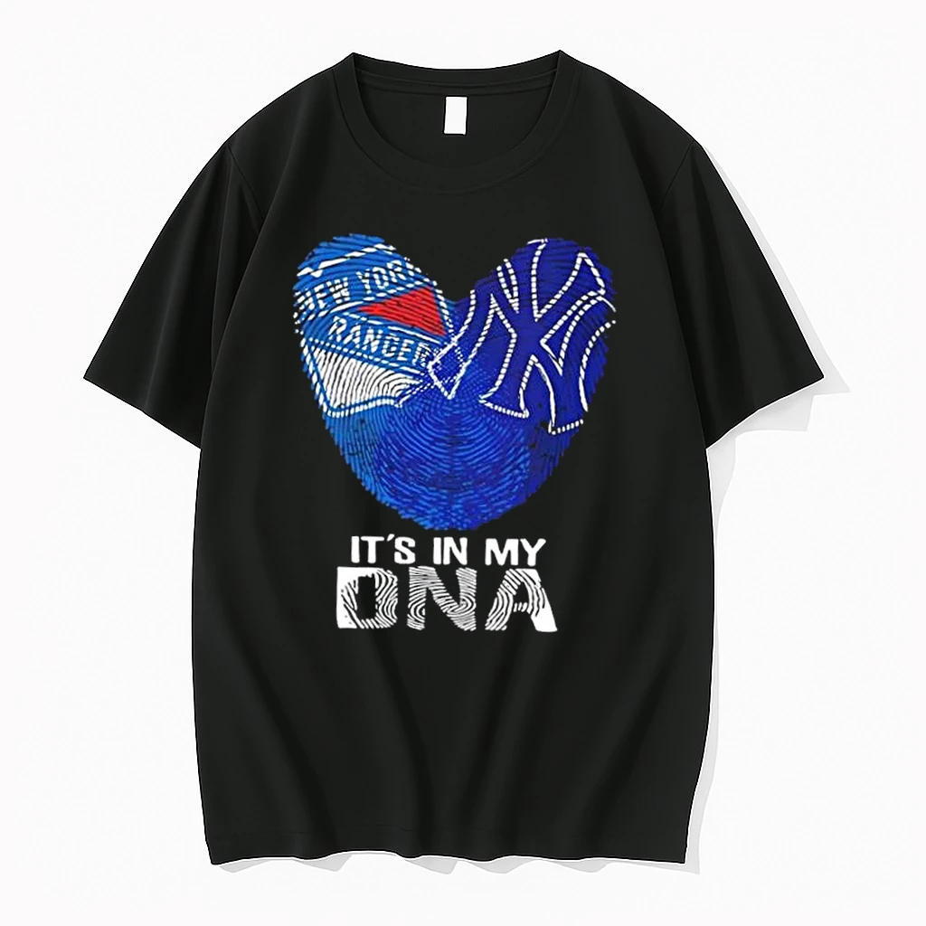 New York City Sports Rangers X Yankees Its In My Dna Fingerprint Heart Shirts