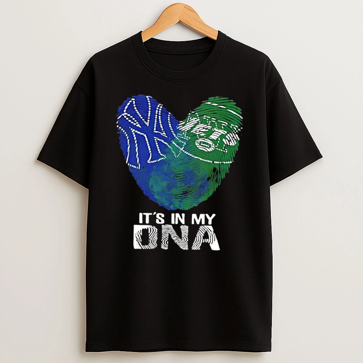 New York City Sports Yankees X Jets Its In My Dna Fingerprint Heart Shirts