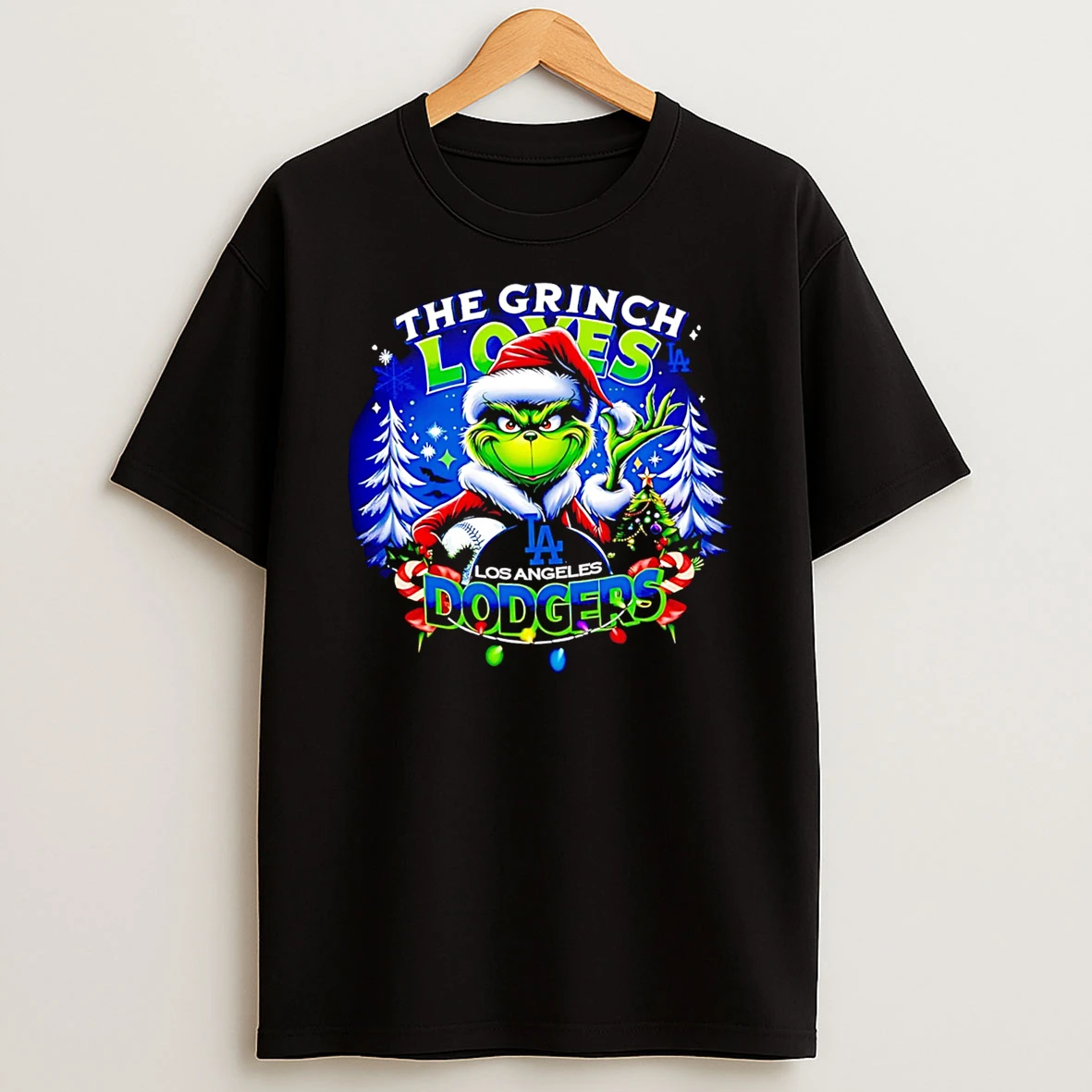 Nice The Grinch Loves Los Angeles Dodgers Christmas Oraments Shirts