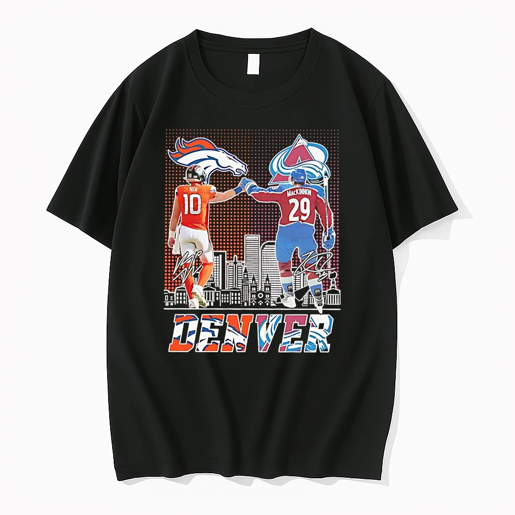 Nix And Mackinnon Fist Bump Denver City Skyline Shirts