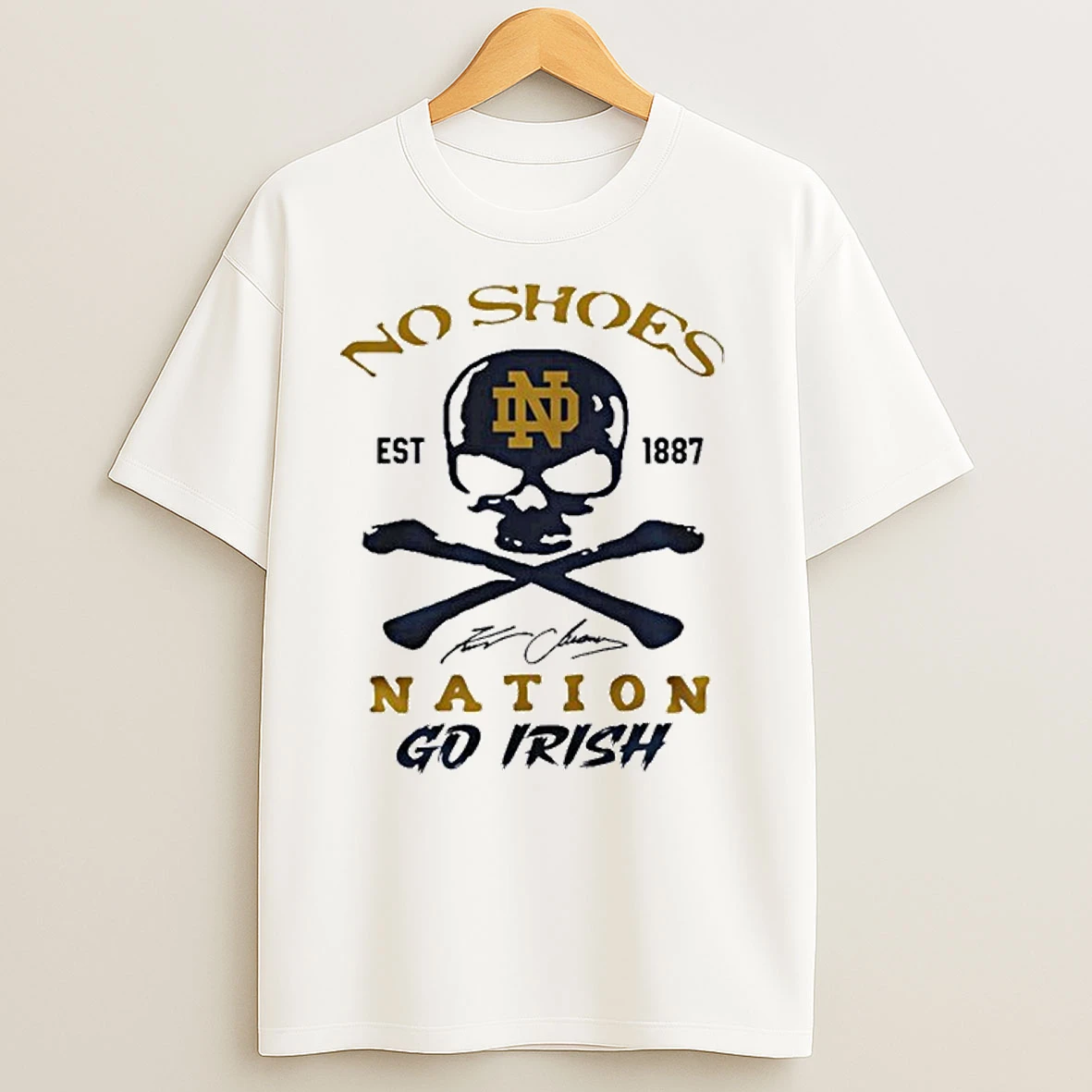 No Shoes Notre Dame Fighting Irish Est 1887 Signature Nation Go Irish T Shirts