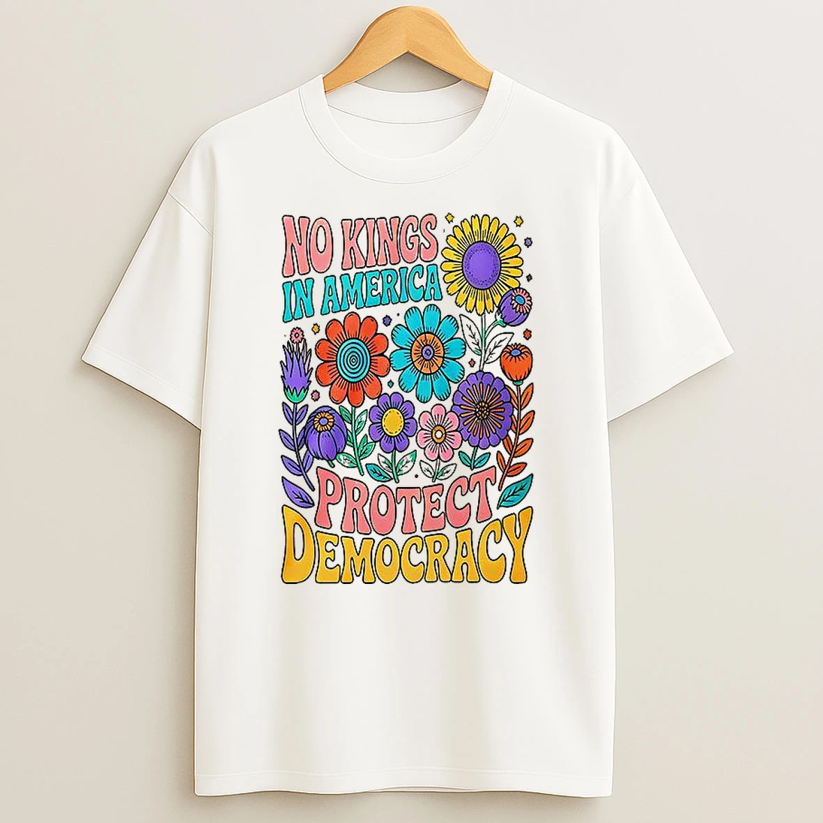 No King In American Protect Democracy Flower Shirts