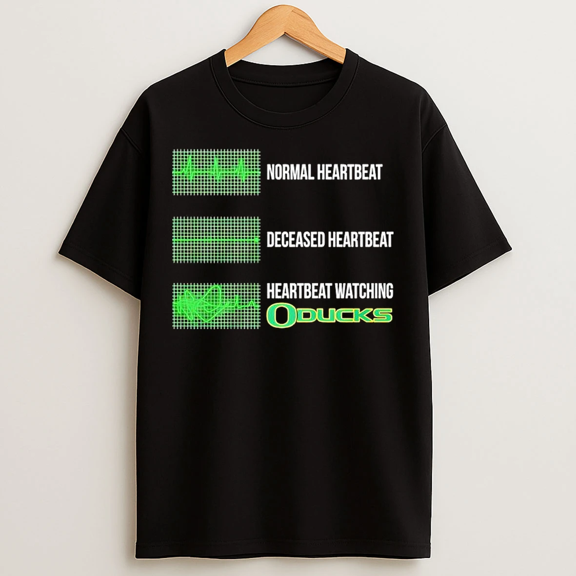 Normal Heartbeat Deceased Heartbeat Heartbeat Watching Oregon Ducks Retro Logo T Shirts