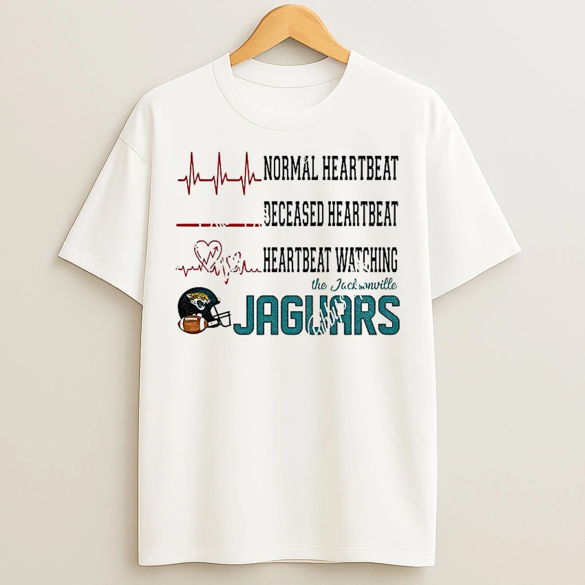 Normal Heartbeat Deceased Heartbeat Heartbeat Watching The Jacksonville Jaguars Football Nfl 2025 T Shirts