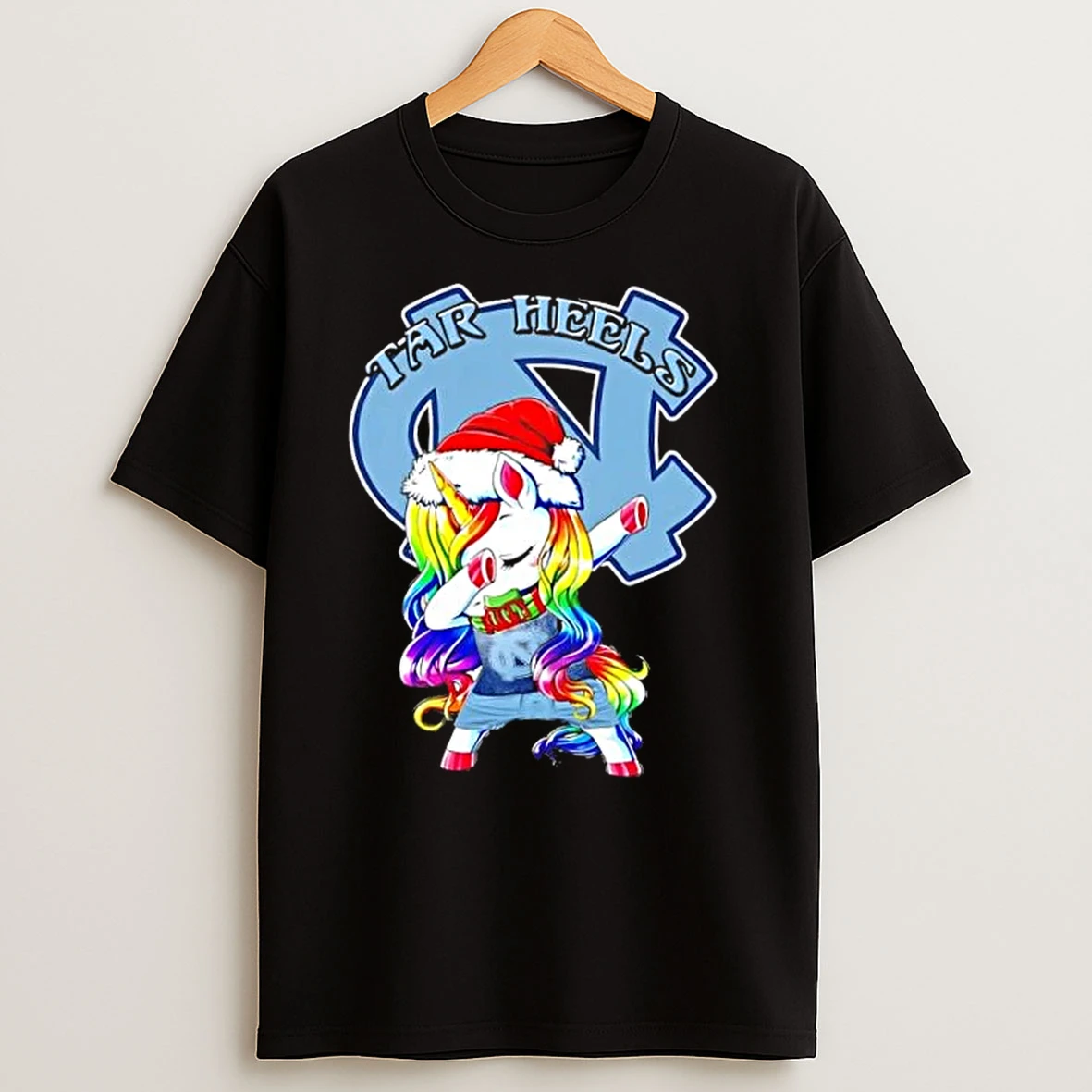 North Carolina Tar Heels Football X Unicorn Santa Hat Dabbing Merry Christmas T Shirts