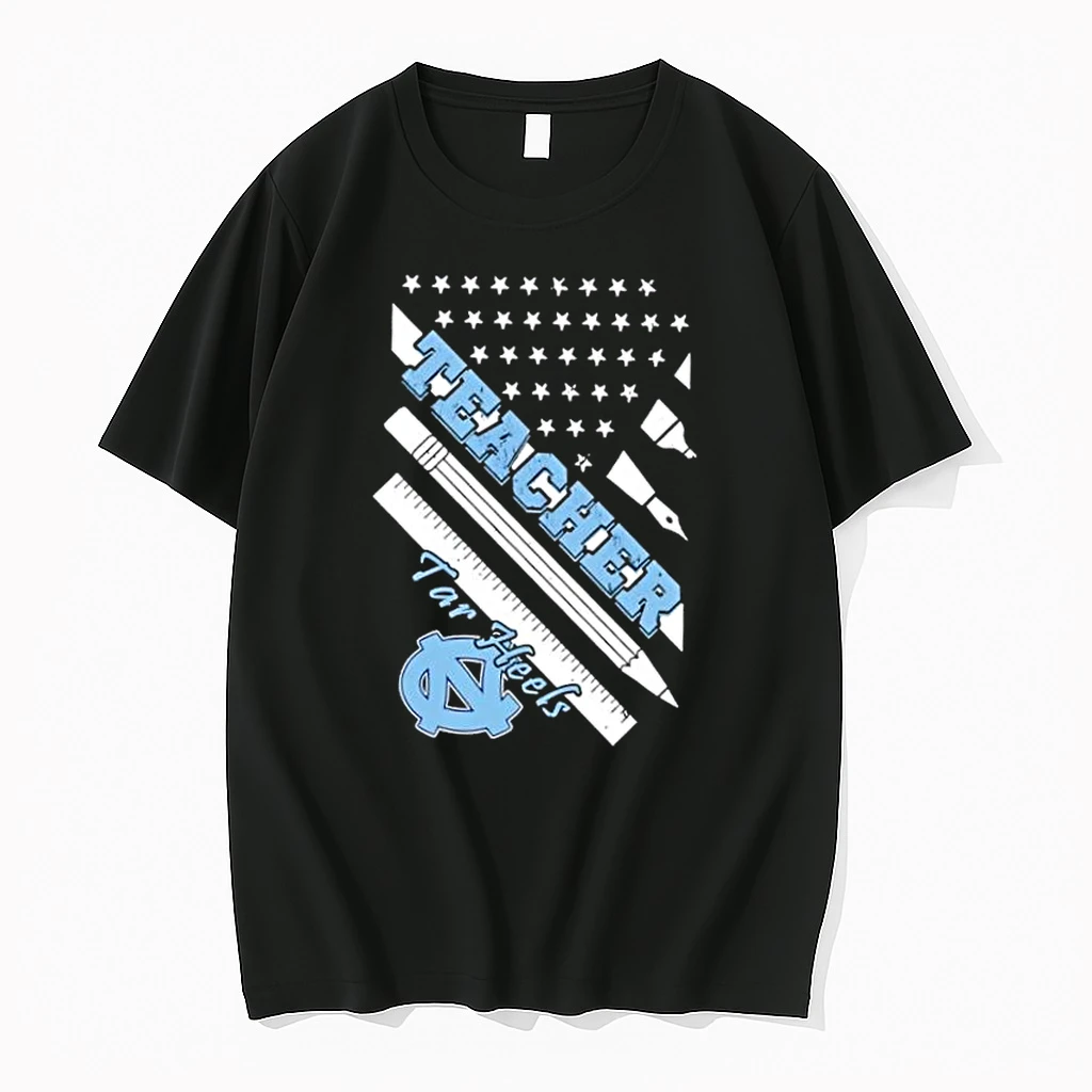 North Carolina Tar Heels X Teacher American Flag Shirts