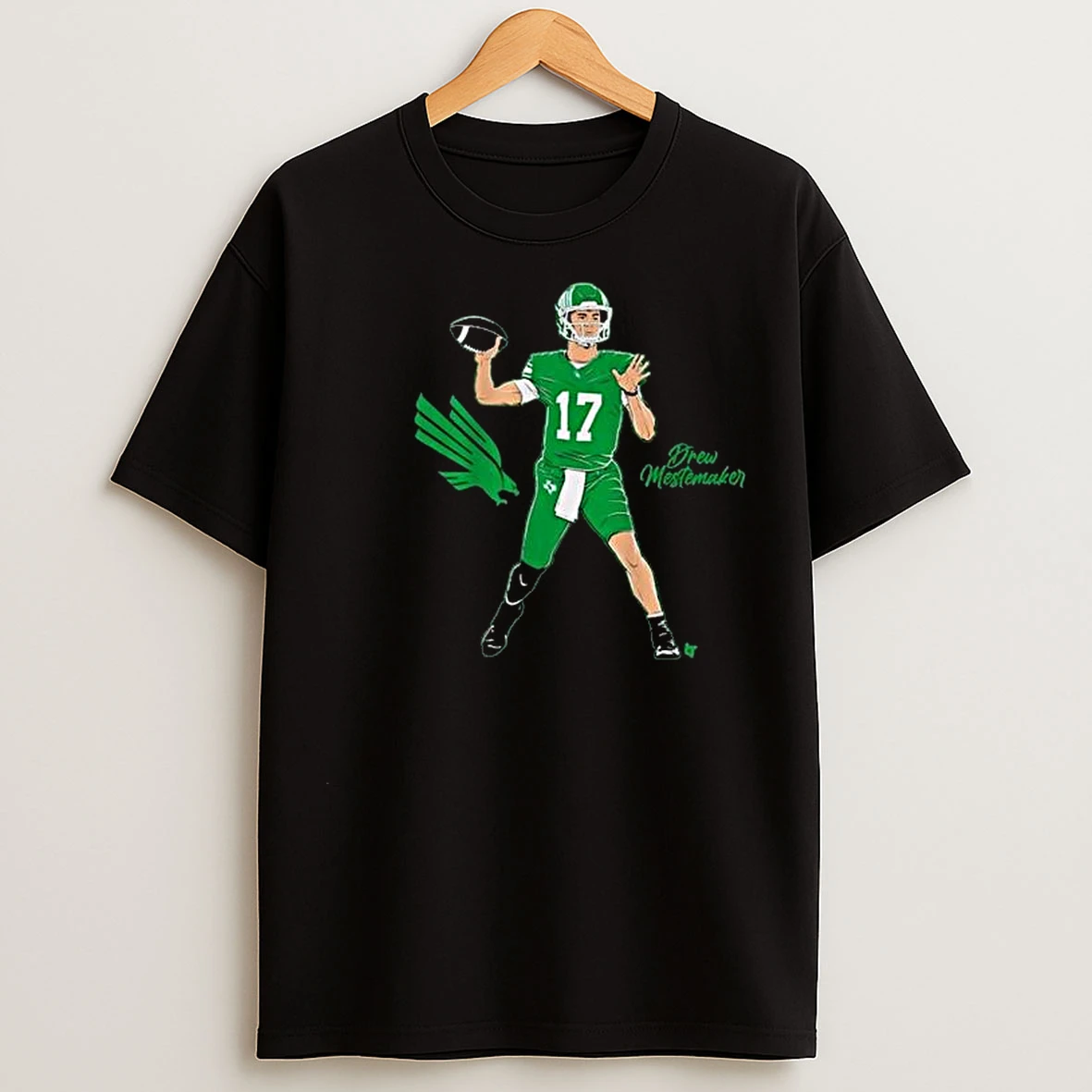 North Texas Football Drew Mestemaker Superstar Pose Circle Black T Shirts
