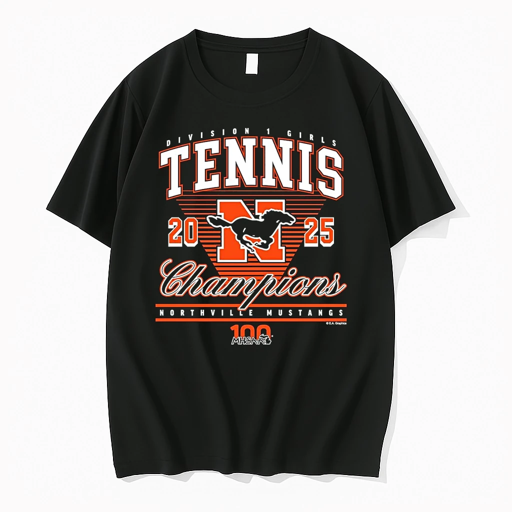 Northville Mustangs 2025 Girls Tennis D1 Champions Shirts
