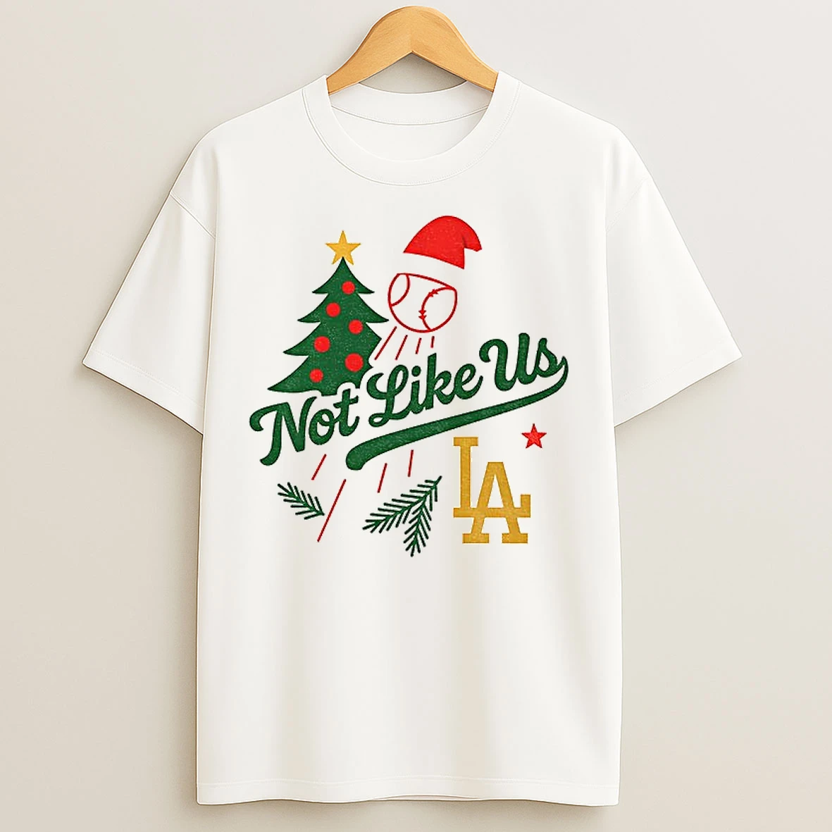 Not Like Us Santa Hat Los Angeles Dodgers Mlb Baseball Merry Christmas T Shirts
