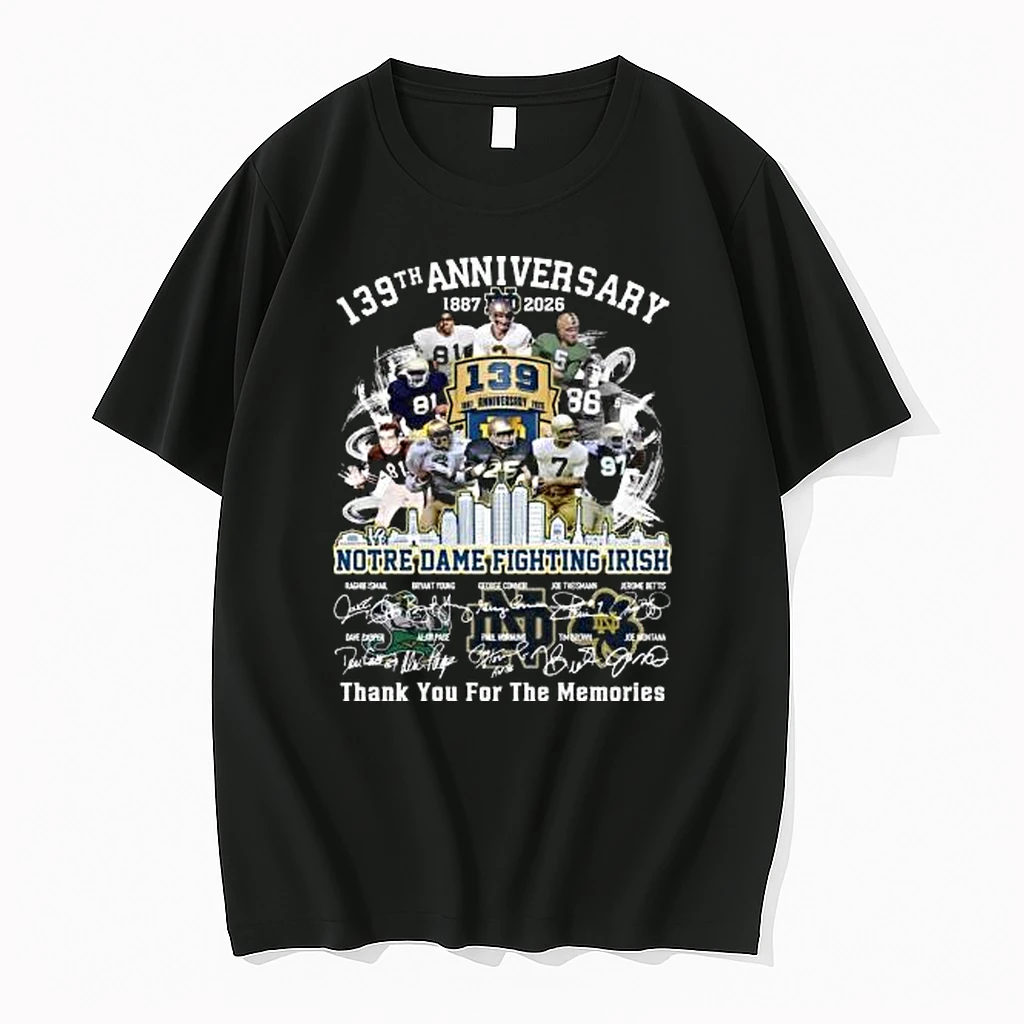 Notre Dame Fighting Irish 139th Anniversary 1887 2026 Players Signatures Thank You For The Memories Shirts