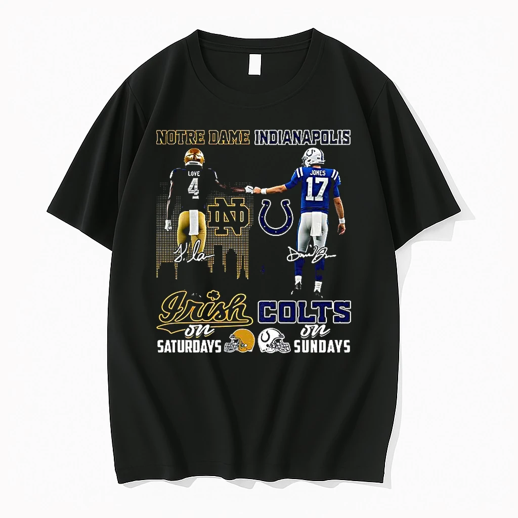 Notre Dame Fighting Irish On Saturdays And Indianapolis Colts On Sundays Signature Shirts
