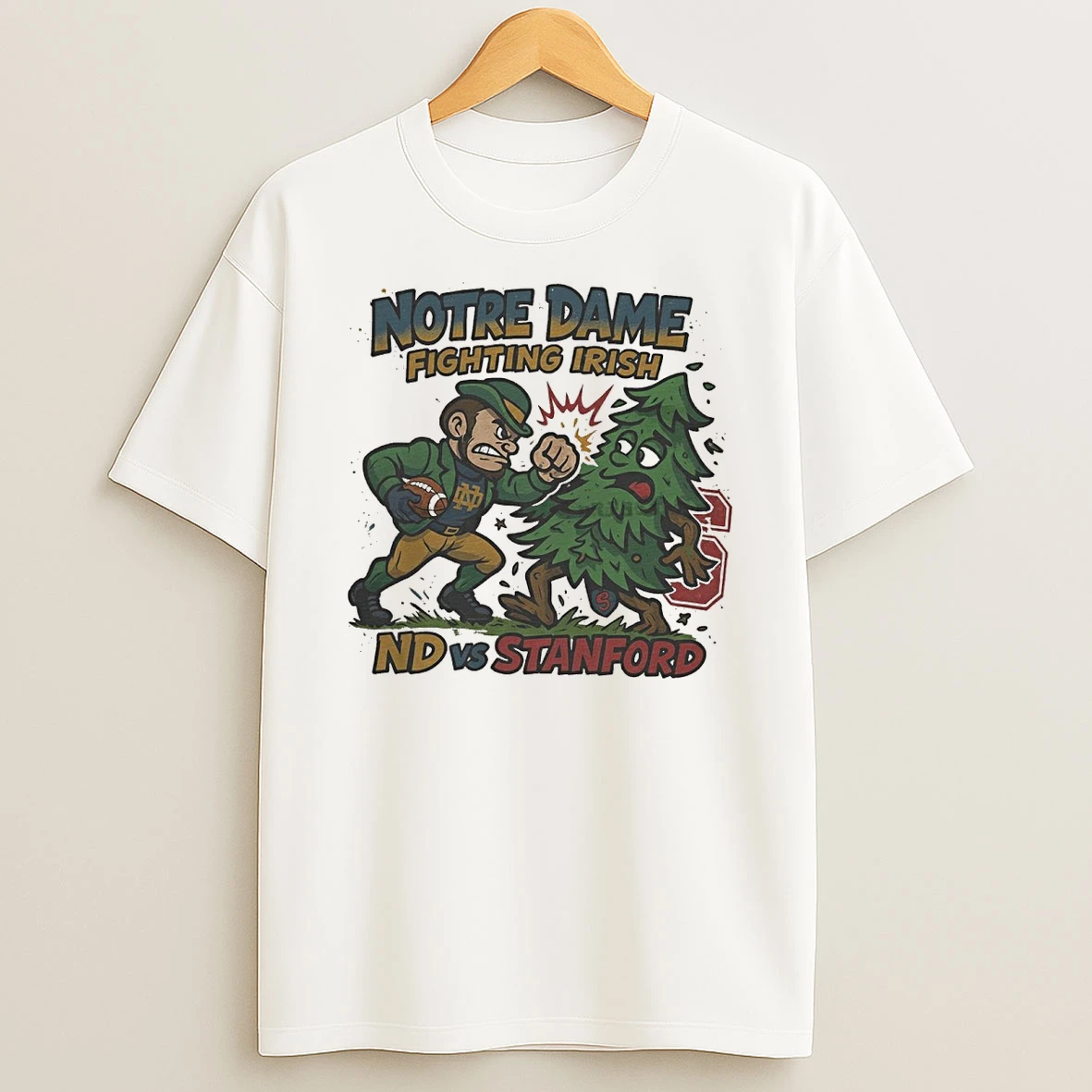 Notre Dame Fighting Irish Vs Stanford Cardinal November 29 2025 Retro Rivals Football Mascots Shirts