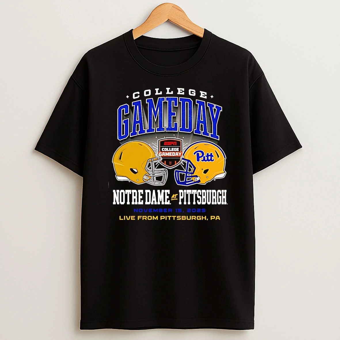 Notre Dame Vs Pittsburgh College Gameday 2025 Helmet Shirts