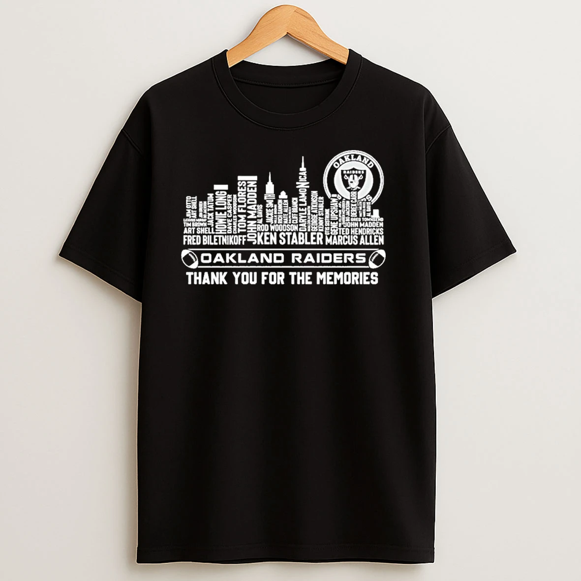 Oakland Raiders Thank You For The Memories City Text T Shirts