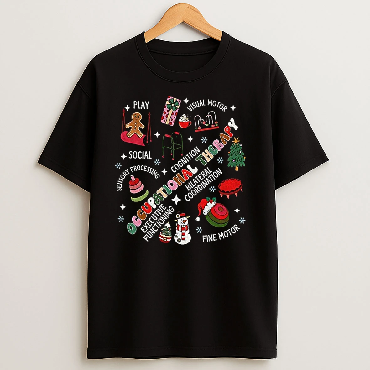 Occupational Therapy Christmas Snowman Rehab Therapist T Shirts