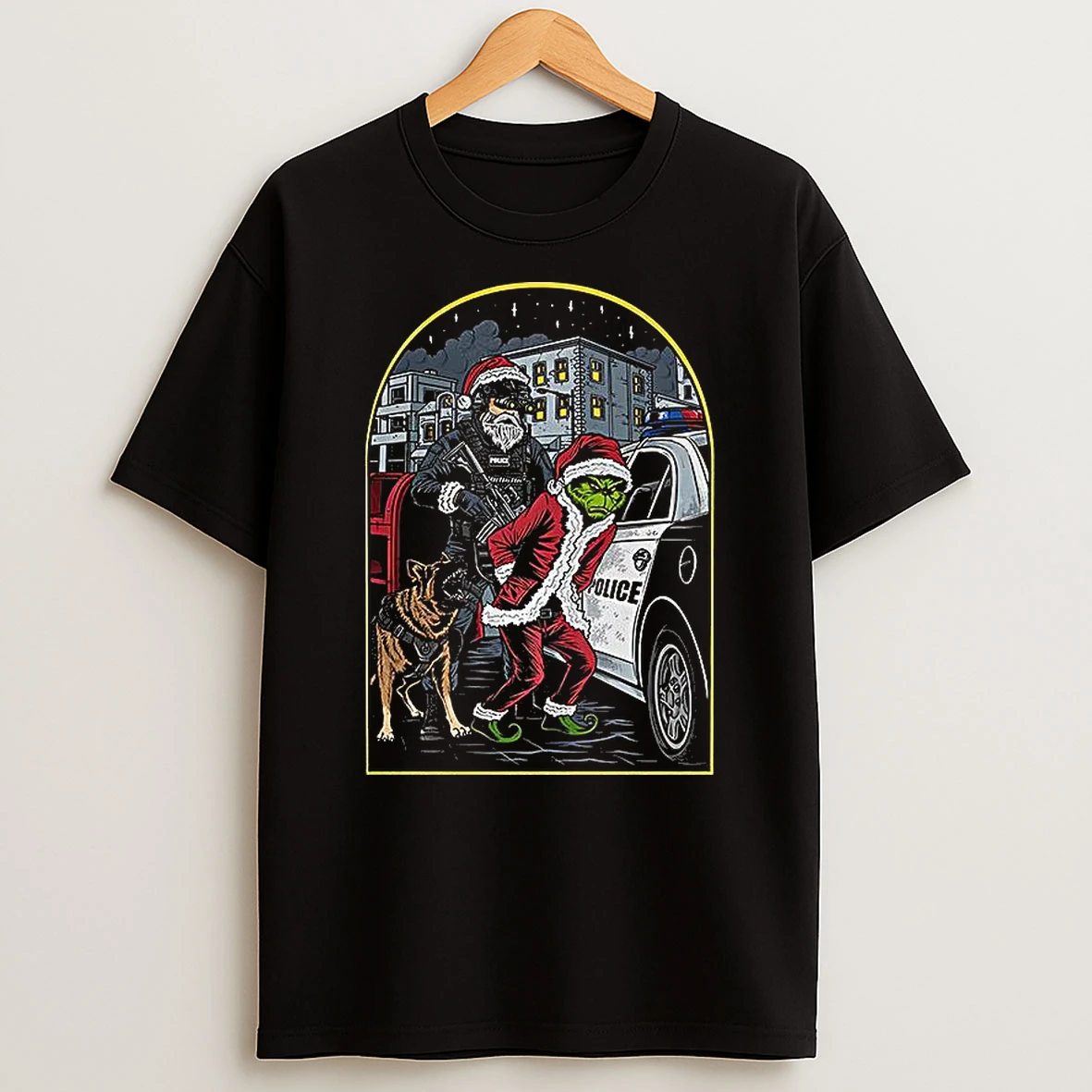 Officer Santa Arrests The Grinch Christmas Shirts