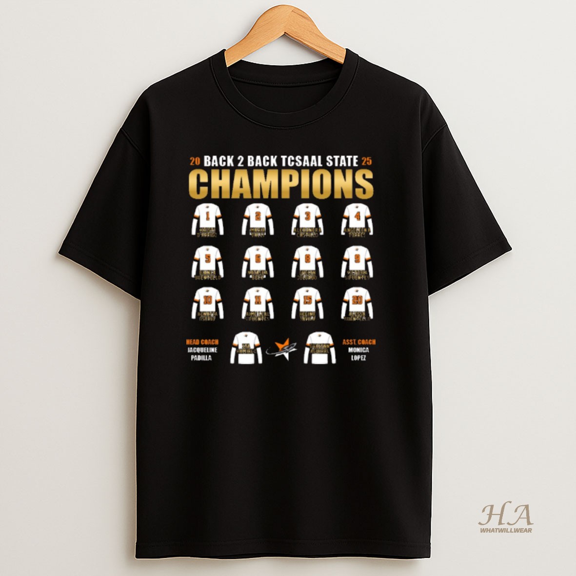 Official 2025 Back 2 Back Tcsaal State Champions Lady Rockets Head Coach Jacqueline Padilla Asst T Shirt