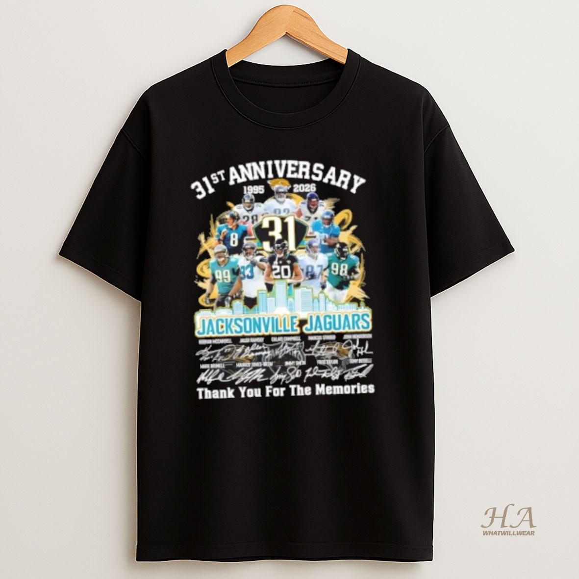 Official 31st Anniversary 1995 2026 Jacksonville Jaguars Legends Thank You For The Memories T Shirt