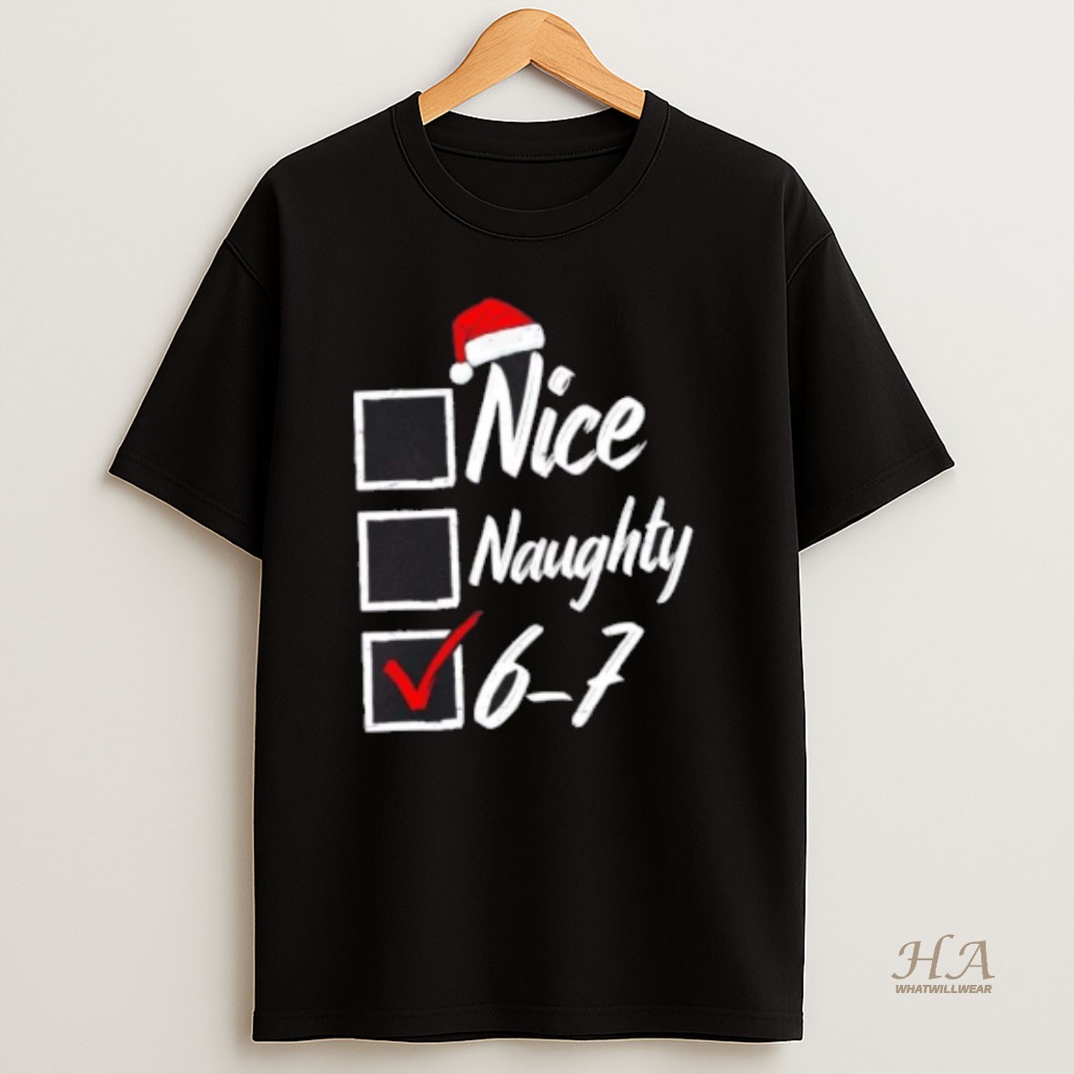Official 6 7 Meme Nice Naughty 67 Christmas Brain Rot T Shirt