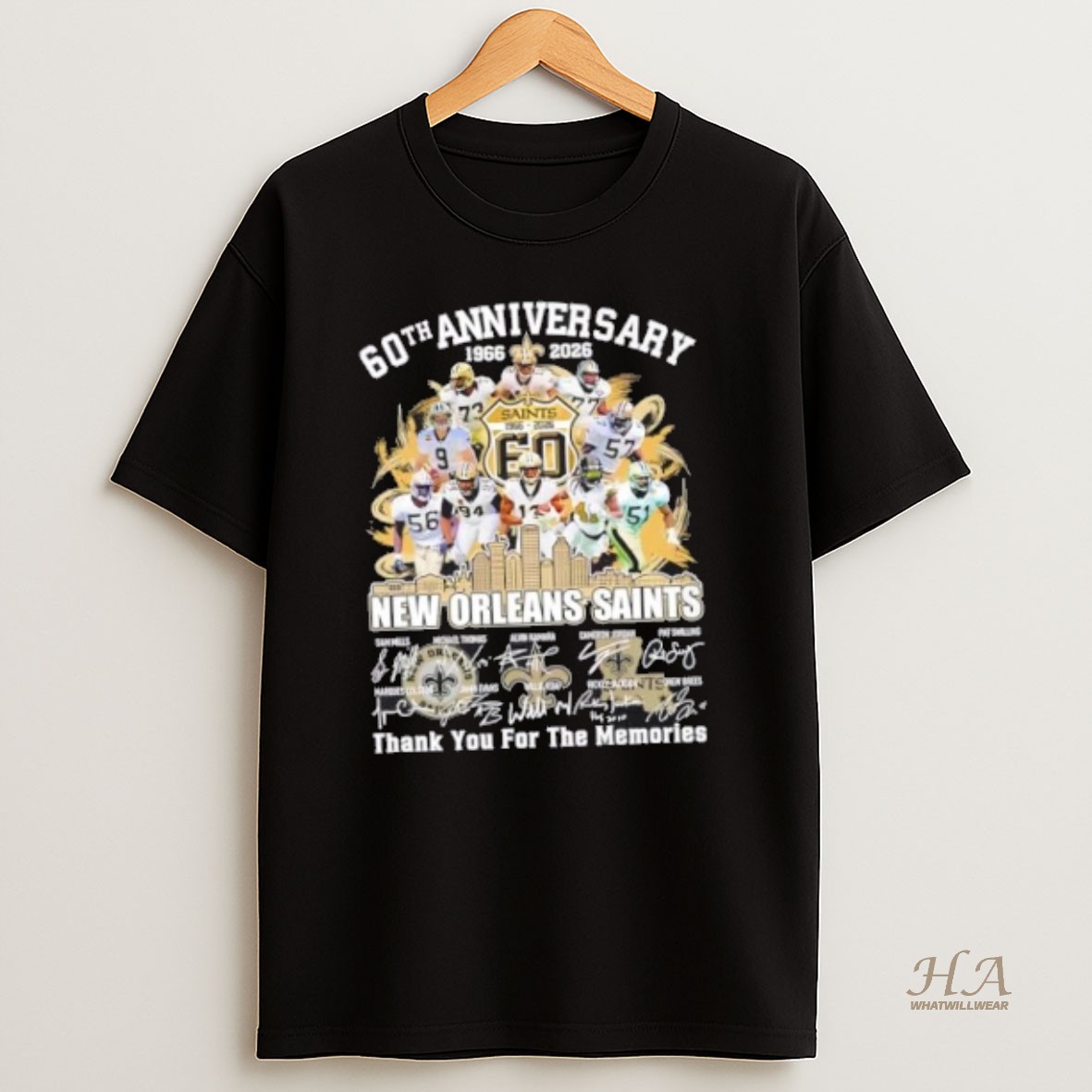Official 60th Anniversary 1966 2026 New Orleans Saints Legends Thank You For The Memories T Shirt