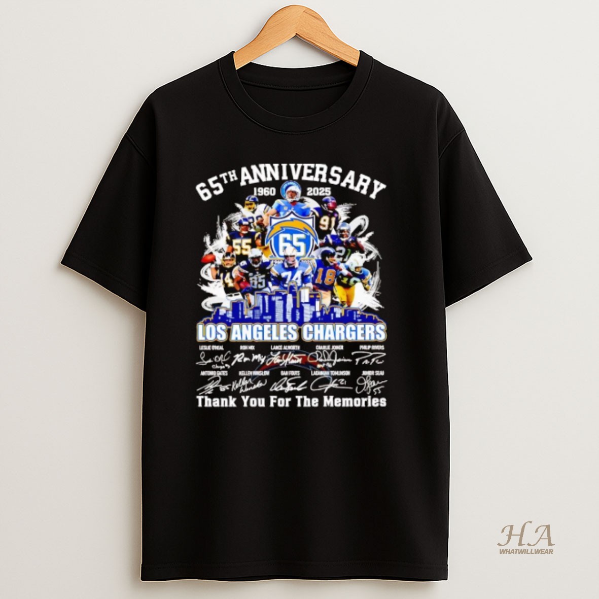 Official 65th Anniversary 1960 2025 Los Angeles Chargers Team Players T Shirt