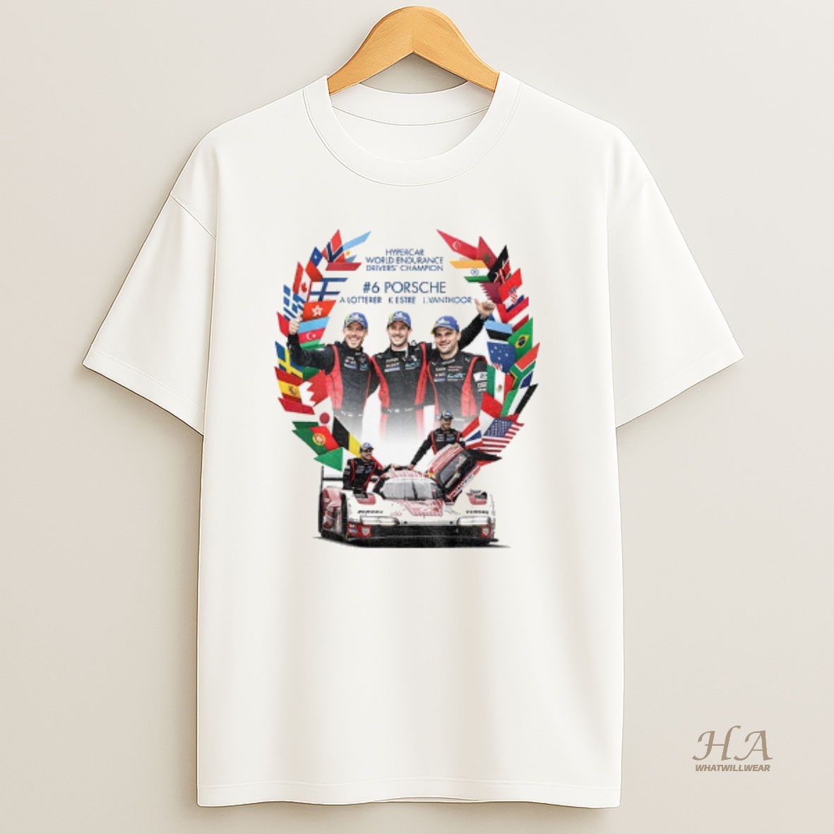 Official A Lotterer K Estre L Vanthoor Hypercar World Endurance Drivers Champion 2024 6 Porsche T Shirt