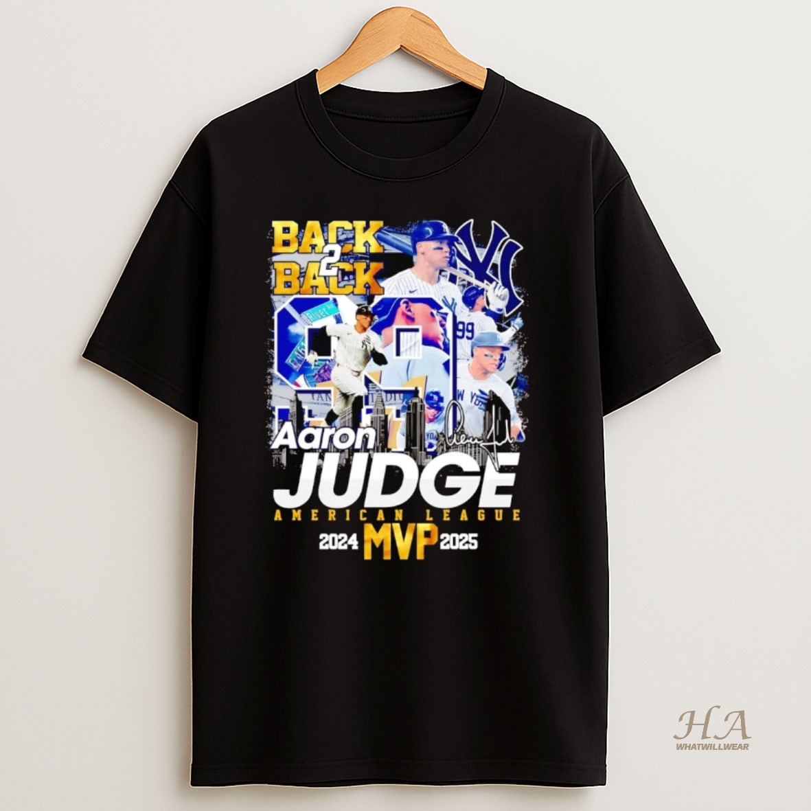 Official Aaron Judge Back 2 Back 2025 Al Mvp Signature T Shirt