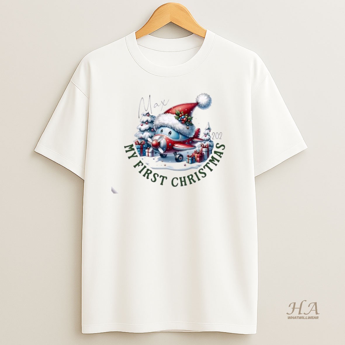 Official Airplane Custom Xmas Babys First Christmas Personalized Ornaments White T Shirt