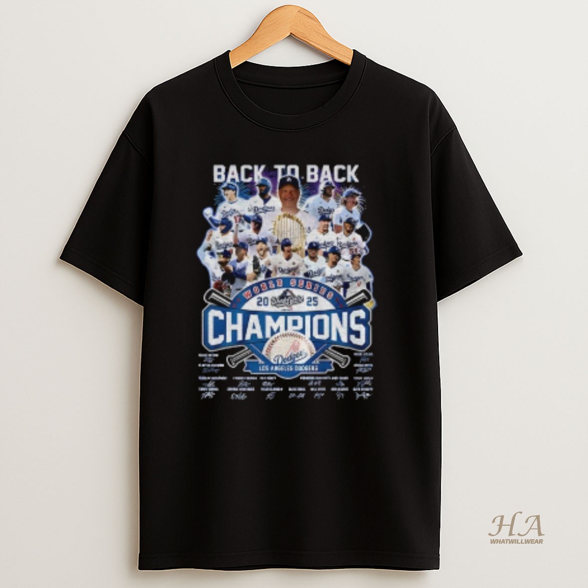 Official All Team Back To Back World Series 2025 Champions Los Angeles Dodgers Mlb Signatures T Shirt