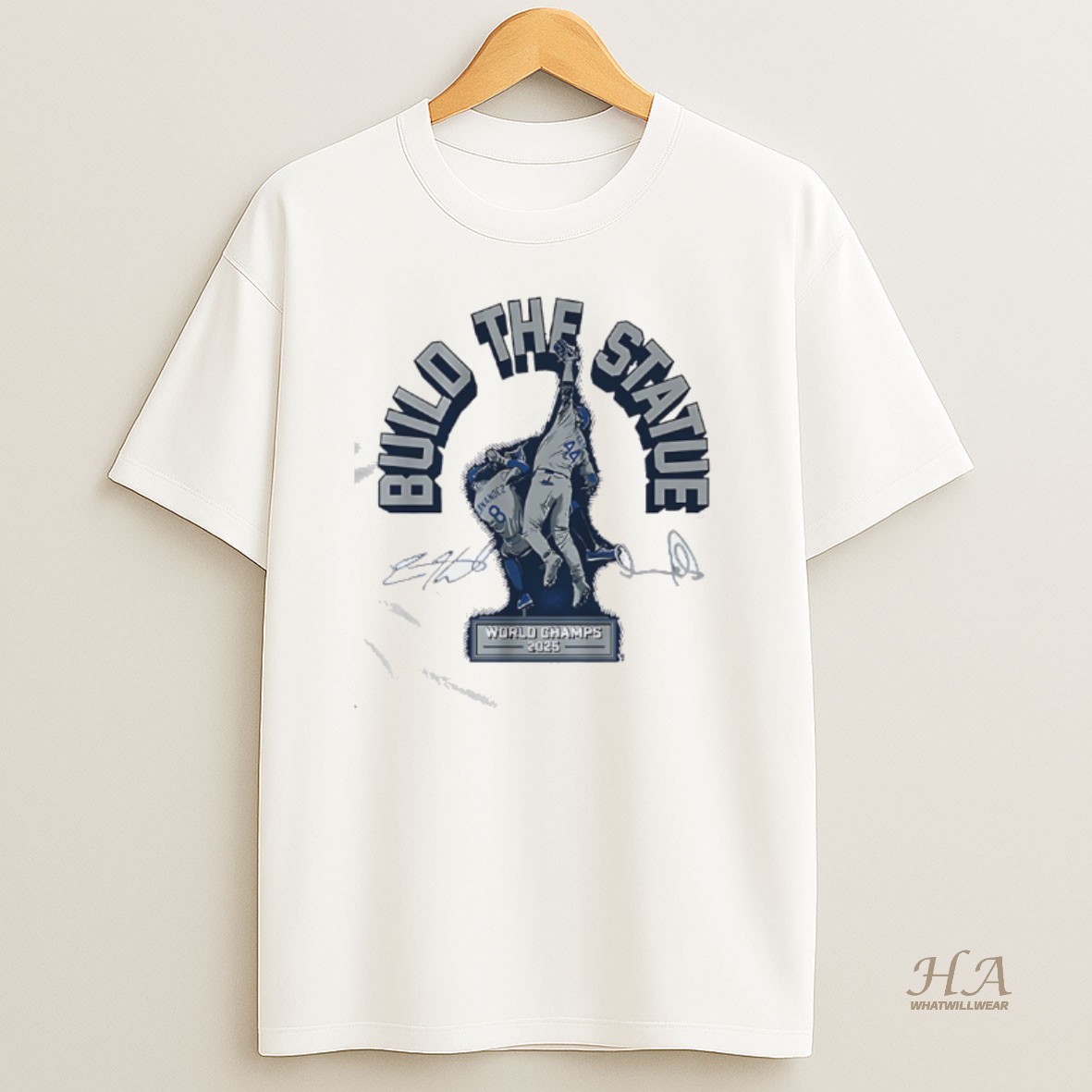 Official Andy Pages And Kike Hernandez Builo The Staue World Champs Los Angeles Dodgers T Shirt