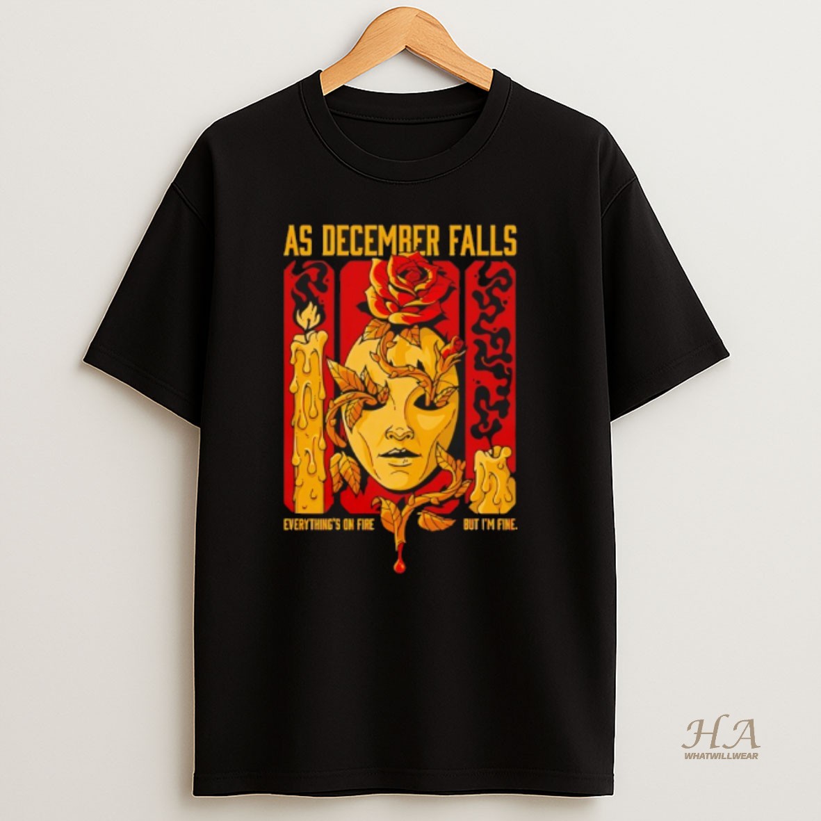 Official As December Falls Band Everythings On Fire But Iam Fine T Shirt